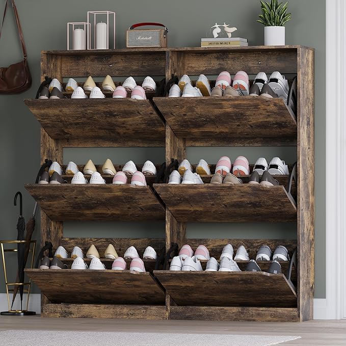 Shoe Cabinet with 6 Flip Drawers, Slim Narrow Shoe Storage Cabinet, Freestanding Shoe Organizer for Entryway, Hallway, Foyer