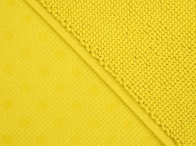 Cotton Paradise 100% Cotton Non Slip Bath Mats for Bathroom, 20x34 inch Soft Absorbent Quick Dry Machine Washable Floor Bath Mat, Yellow Bath Rug