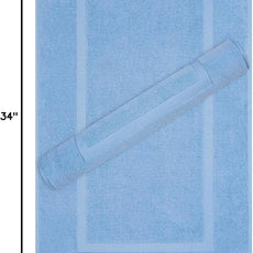 Cotton Paradise 100% Cotton Bath Mats for Bathroom Floor Set of 2 Pack, 20x34 Soft Absorbent Washable Quick Dry Tub Bathmat, Sky Blue Towel Bath Mat