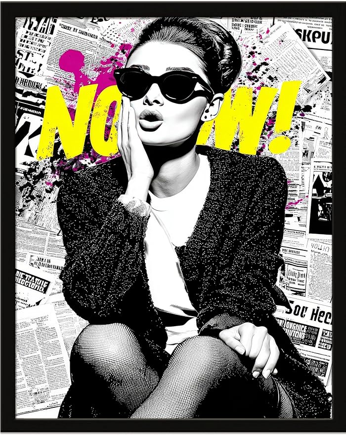 Beautiful Chic Woman Wall Art Prints Beautiful Audrey Hepburn Poster Canvas Art Wall Decor Picture For Bedroom Office Dorm Bathroom Wall Decor Aesthetic Home Artwork 12" × 16" In Framed