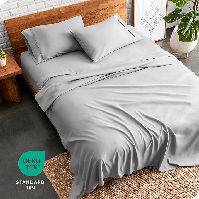 Bare Home Twin Sheet Set - 1800 Ultra-Soft Microfiber Twin Bed Sheets - Double Brushed - Deep Pockets - Easy Fit - Extra Soft - 3 Piece Set - Bedding Sheets & Pillowcases (Twin, Light Grey) BareHome
