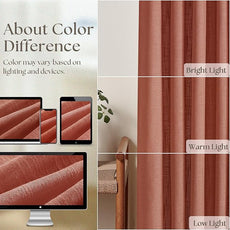80 Inch Pinch Pleated Linen Curtains 2 Panels for Living Room Bedroom Boho Farmhouse Terracotta Semi Sheer Back Tab Pinch Pleat Hooks Rings Red Clay Window Curtain Burnt Orange Autumn Fall Decor