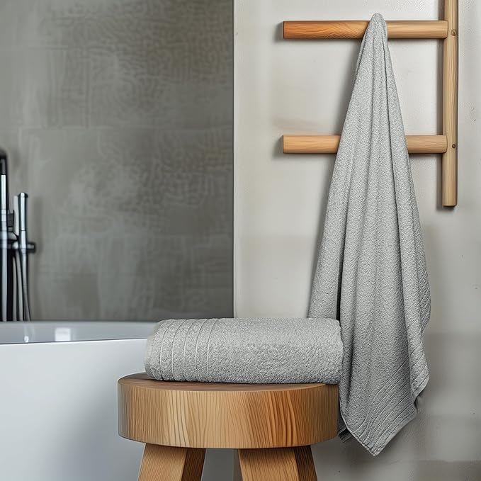 Tens Towels Pack of 2 Extra Large Bath Sheets 35 x 70 Inches, 100% Cotton, Larger & Lighter Weight, Quicker to Dry, Super Soft & Absorbent, Oversized Bath Towels, Cool Grey