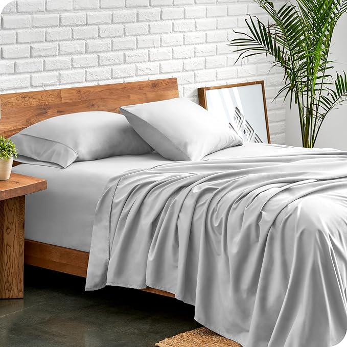 Bare Home Split King Sheet Set - 1800 Ultra-Soft Microfiber Double Brushed - Deep Pockets - 5 Piece Set - 2 Twin XL Fitted Sheets, 1 King Flat Sheet, and 2 King Pillowcases (Split King, Cloud Grey) BareHome