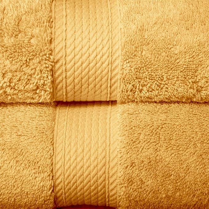 BLUENILEMILLS Madison Egyptian Cotton Bath Towels, Towel Set for Bathroom, Shower, Hotel, Plush, 800 GSM, Highly Absorbent and Ultra-Soft Towels, Bath Essentials, Towels, Set of 2, Gold