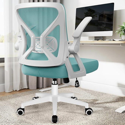 FelixKing Office Chair - Ergonomic Desk Chair Breathable Mesh Task with Wheels and Lumbar Support Home Desk Office Chairs with Flip up Armrest Rolling Swivel for Home Computer Blue