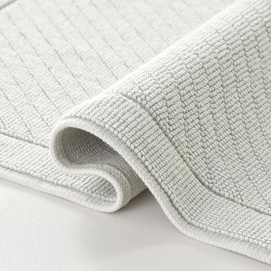 Arkwright 2 Piece 100% Cotton Bathroom Rug Set - High Absorbent Stylish Textured Woven Design Bath Mat, Slip Resistant Backing for Shower and Bathtub Floor, 17x24 & 20x32 in - Grey