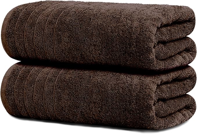 Tens Towels Pack of 2 Extra Large Bath Sheets 35 x 70 Inches, 100% Cotton, Larger & Lighter Weight, Quicker to Dry, Super Soft & Absorbent, Oversized Bath Towels, Brown