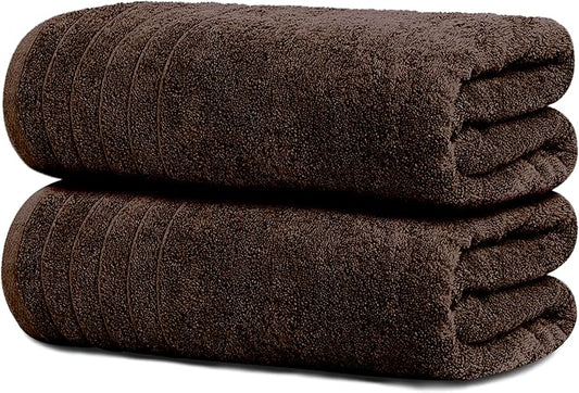 Tens Towels Pack of 2 Extra Large Bath Sheets 35 x 70 Inches, 100% Cotton, Larger & Lighter Weight, Quicker to Dry, Super Soft & Absorbent, Oversized Bath Towels, Brown
