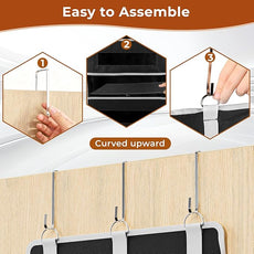 5-Tier Over The Door Storage Organizer with 10 Side Mesh Pockets, 48 lbs Load Capacity, 3 Hooks Design, Door Hanging Organizer with Clear Windows for Bathroom, Bedroom, Nursery, Kitchen-Black