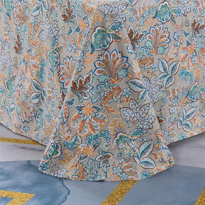 FADFAY Sheets Set Twin Shabby Gold Floral Bedding Classic Vintage Farmhouse Bedding Set Elegent Royal Print Bed Sheet Set 100% Cotton Ultra Soft Deep Pocket Fitted Sheet 4-Pieces Twin Size