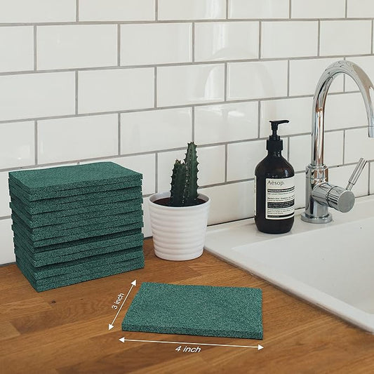 100 Pack Heavy Duty Scouring Pads 3x4 Inch – Green Scrubbing Pads, Non Scratch Bulk Scrub Pads for Kitchen, Dishes, Pots, Pans, Grill & Household Cleaning – Reusable Multipurpose Scrubber Pads