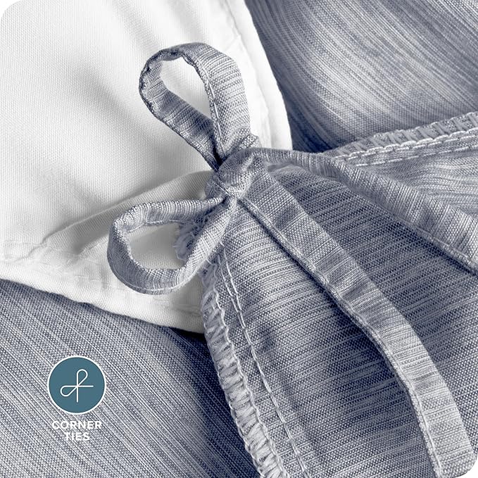 Bare Home Bedding Duvet Cover Oversized Queen Size - Premium 1800 Super Soft Collection - Lightweight, Duvet Cover - Soft Textured (Oversized Queen, Heathered Midnight Blue)