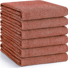 Homaxy Premium Kitchen Towels(18”x 28”, 6 Pack), Large Cotton Kitchen Hand Towels, Flat and Terry Dish Towels, 380 GSM Highly Absorbent Tea Towel Set with Hanging Loop, Rust
