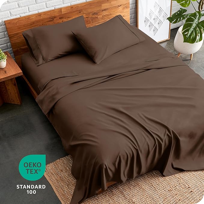 Bare Home Split King Sheet Set - 1800 Ultra-Soft Microfiber Bed Sheets - Double Brushed - Deep Pockets - Easy Fit - 5 Piece Set - Bed Sheets & Pillowcases (Split King, Cocoa) BareHome