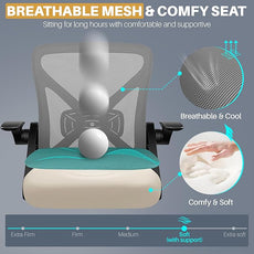 FelixKing Office Chair - Ergonomic Desk Chair Breathable Mesh Task with Wheels and Lumbar Support Home Desk Office Chairs with Flip up Armrest Rolling Swivel for Home Computer Dark Gray