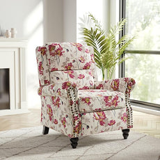 Recliner Chair, Modern Pushback Armchair with Adjustable Backrest & Footrest for Bedroom, Living Room (Pattern Floral,Set of 1)