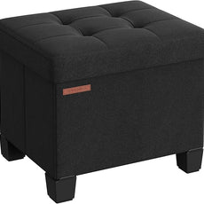 SONGMICS Storage Ottoman, Small Ottoman Foot Rest with Legs, 12.6 x 15.8 x 13.2 Inches Foot Stool, Load up to 660 lb, for Living Room, Bedroom, Dorm, Ink Black ULSF012B01