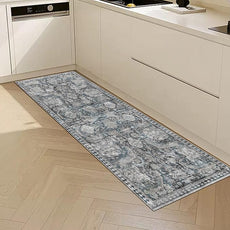 RUGSURE Washable Area Rugs - Perfect for Living Room, Bedroom, Kids Room, Nursery - Stain & Water Resistant Non-Slip, Pet & Child Friendly, Vintage Tribal Area Rugs (Grey and Bule, 2'6'' x 8')