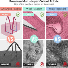 BALEINE Extra Large Storage Tote with Zippers & Carrying Handles, Heavy-Duty Oxford Fabric Moving Bags for Laundry, Space Saving, Storage, 2-Pack, Berry Red