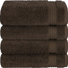 Cotton Paradise Hand Towels for Bathroom, 100% Cotton Turkish 4 Piece Hand Towel Set, Soft Absorbent Face Towels, Brown Hand Towels