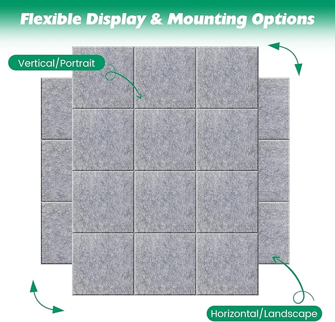 Large Corkboard Alternative - 11.8"x11.8"x0.35" 12 Pack Felt Wall Tiles Self-Adhesive Safe Removable Large Corkboard Bulletin Board Felt Cork Board for Walls Office 48 x 36-Light Gray