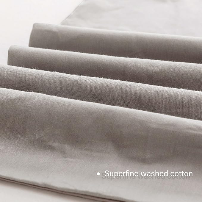 HeimenAogo Egyptian Cotton Duvet Cover Set Queen, Ultra Soft and Breathable Comforter Cover with Zipper Closure, High Thread Count Long Staple Cotton Blanket Cover 3pcs (90"×90"), Light Grey