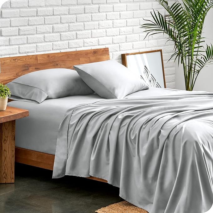 Bare Home Split King Sheet Set - 1800 Ultra-Soft Microfiber Split King Bed Sheets - Double Brushed - Deep Pockets - Easy Fit - 5 Piece Set - Bed Sheets (Split King, French Grey)