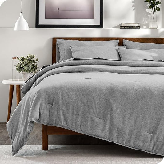 Bare Home Bed-in-A-Bag 7 Piece Comforter & Sheet Set - California King - Goose Down Alternative - Ultra-Soft 1800 Premium Bedding Set - Cationic (Cal King, Heathered Charcoal)