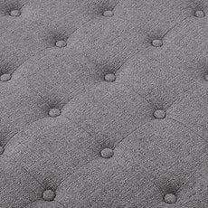 24KF Large Round Upholstered Tufted Linen Ottoman Coffee Table, Large Footrest Ottoman with Wood Shelf Storage-Granite