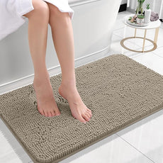 OLANLY Bathroom Rugs 24x16, Extra Soft Absorbent Chenille Bath Rugs, Rubber Backing Quick Dry, Machine Washable Bath Mats for Bathroom Floor, Tub and Shower, Home Decor Accessories, Warm Taupe