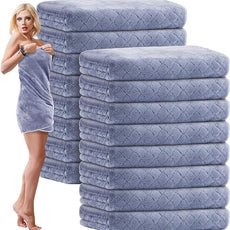 16 Pack Microfiber Bath Towels Bulk 27'' x 60'' Oversized Size Bath Towel Highly Absorbent Extra Large Soft Drying for Shower Beach Winter Salon Sport Gym Party (Diamond,Light Grey)