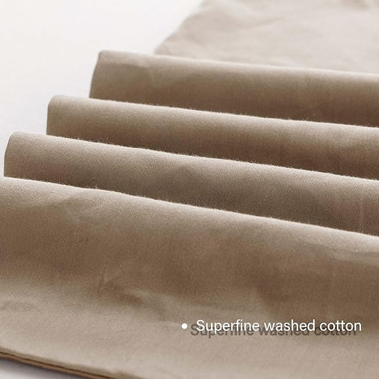 HeimenAogo Egyptian Cotton Duvet Cover Set Twin/Twin XL, Ultra Soft and Breathable Comforter Cover with Zipper Closure, High Thread Count Long Staple Cotton Blanket Cover 2pcs, Oxford Tan