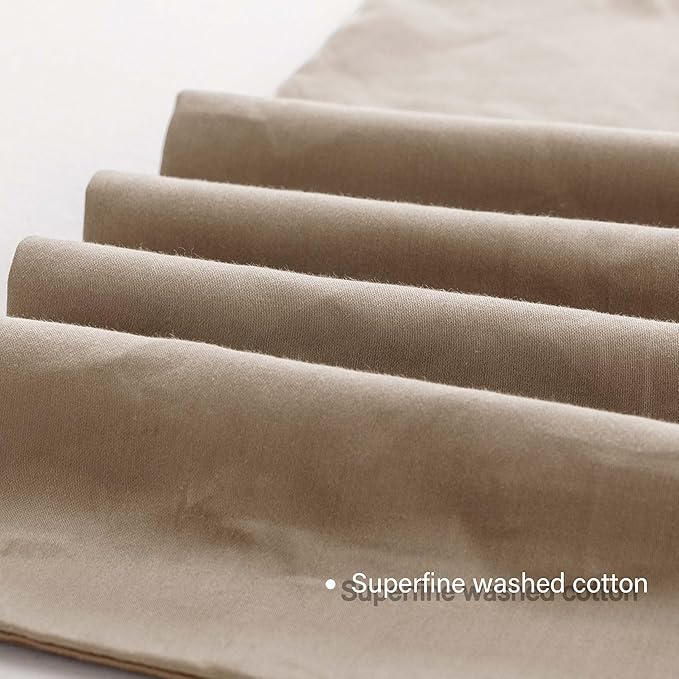 HeimenAogo Egyptian Cotton Duvet Cover Set King, Ultra Soft and Breathable Comforter Cover with Zipper Closure, High Thread Count Long Staple Cotton Blanket Cover 3pcs (104"×90"), Oxford-Tan