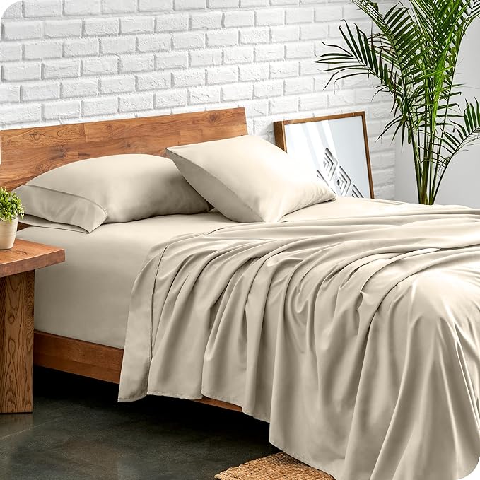 Bare Home Twin XL Sheet Set - College Dorm Size - Luxury 1800 Ultra-Soft Microfiber Twin Extra Long Bed Sheets - Deep Pockets - Easy Fit - Extra Soft - 3 Piece Set - Bed Sheets (Twin XL, Sand) BareHome