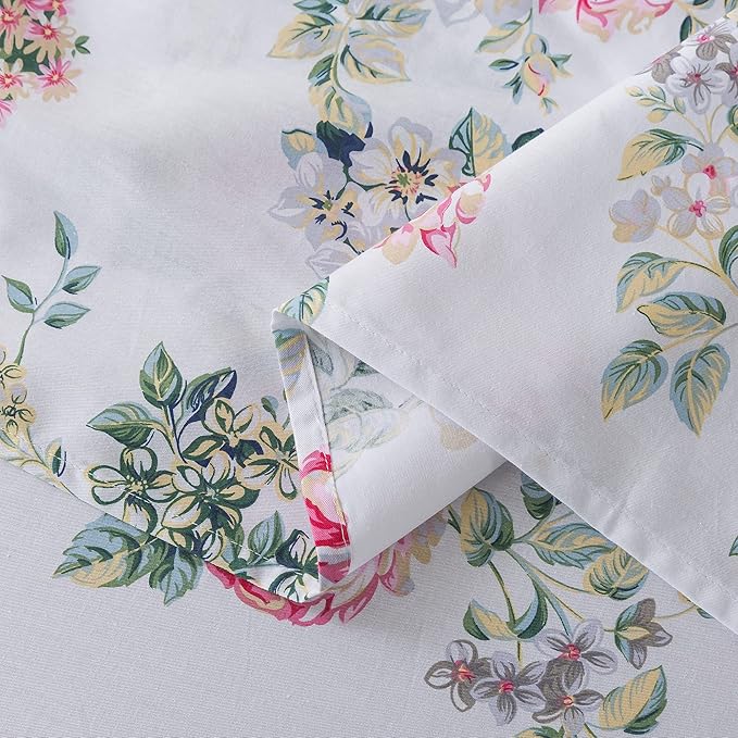 FADFAY Sheets Set King Pink Rose Floral Bed Sheet Set Vintage Farmhouse Bedding 100% Cotton Ultra Soft Breathable Bedding with Deep Pocket Fitted Sheet 4Pcs, King Size