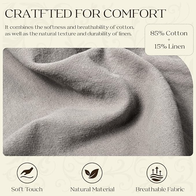 WOWMAX 85% Linen 15% Cotton Blend Headboard Pillow – Full Size Reading Wedge Backrest for Bed, Handmade Firm Support Bolster Cushion with Removable Cover, Premium Bed Rest Pillow, Black