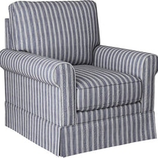 INZOY Swivel Accent Chair Linen Mid Century Modern Chair, Comfy Swivel Barrel Reading Chair, Upholstered Square Chair for Living Room Bedroom Small Spaces, Fully Assembled, Blue Stripe