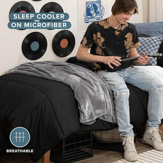 Bare Home Comforter Set - Twin/Twin Extra Long Size - Ultra-Soft - Goose Down Alternative - Premium 1800 Series - All Season Warmth (Twin/Twin XL, Black)