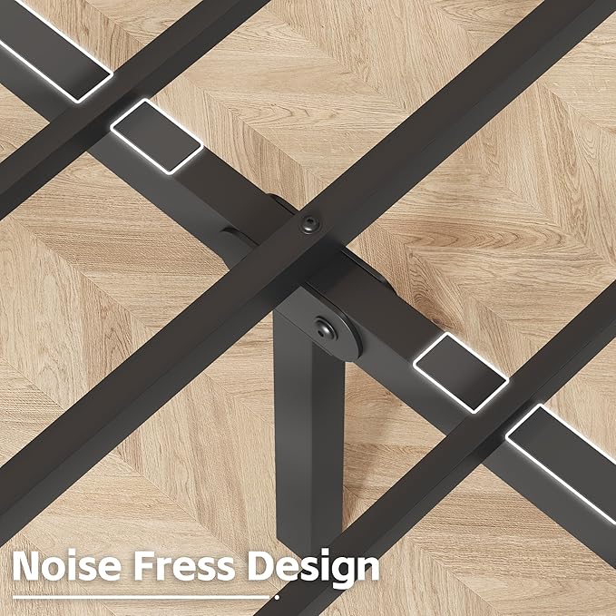 Queen Bed Frame with Headboard and Footboard, with Under Bed Storage, All-Metal Support System, No Box Spring Needed, Easy Assembly, Beige