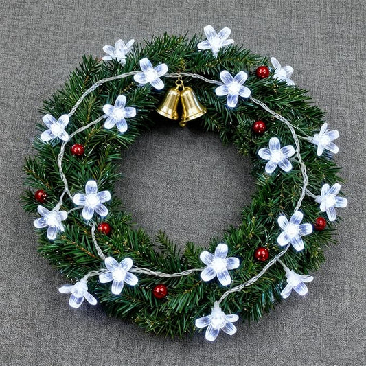 Battery & USB Powered Flower String Lights Indoor Decorations, 10ft 30 LED Decorative Cute Cherry Blossom Floral Lamp for Classroom Bedroom Ceiling Dorm Christmas Tree Hanging Decor (White)