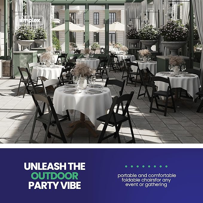 100 Black Resin Stackable Folding Chair - Comfortable Black Foldable Chair - Folding Chairs with Padded Seats - Indoor/Outdoor Folding Chairs for Events - Lightweight Foldable Chairs (100 Pack)