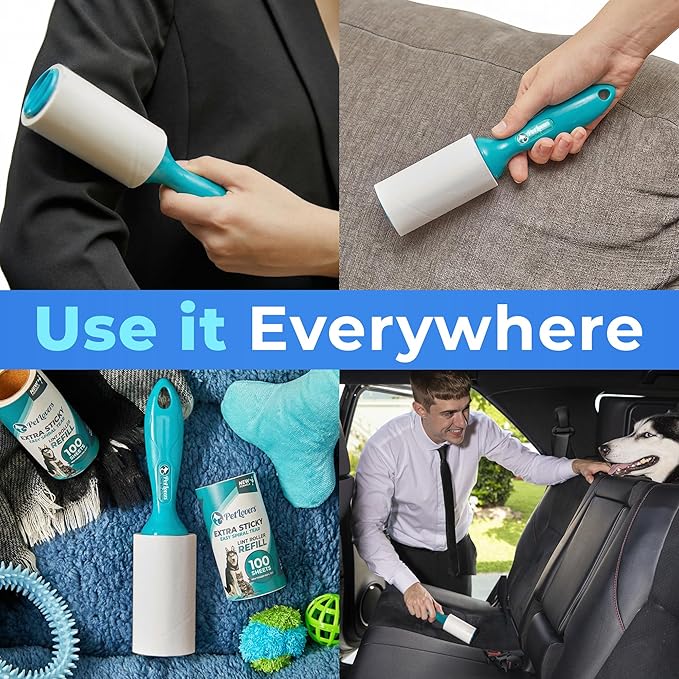 PetLovers Extra Sticky Lint Roller Ultimate Value Set 800 Sheets for Pet Hair Removal, Dog and Cat Lint Remover 8 Pack Green