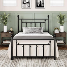 Allewie 14 Inch Twin Size Metal Platform Bed Frame with Victorian Vintage Headboard and Footboard/Mattress Foundation/Under Bed Storage/No Box Spring Needed/Easy Assembly/Noise Free/Black