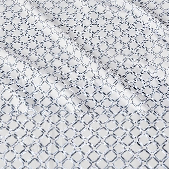 Amazon Basics Lightweight Super Soft Easy Care Wrinkle Free Microfiber 3 Piece Bed Sheet Set with 14-Inch Deep Pockets, Twin, Aqua Squre Grid, Grid, Kids, Men & Women Bedding AmazonBasics
