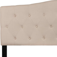 EMMA + OLIVER Tufted Upholstered Queen Size Headboard in Beige Fabric