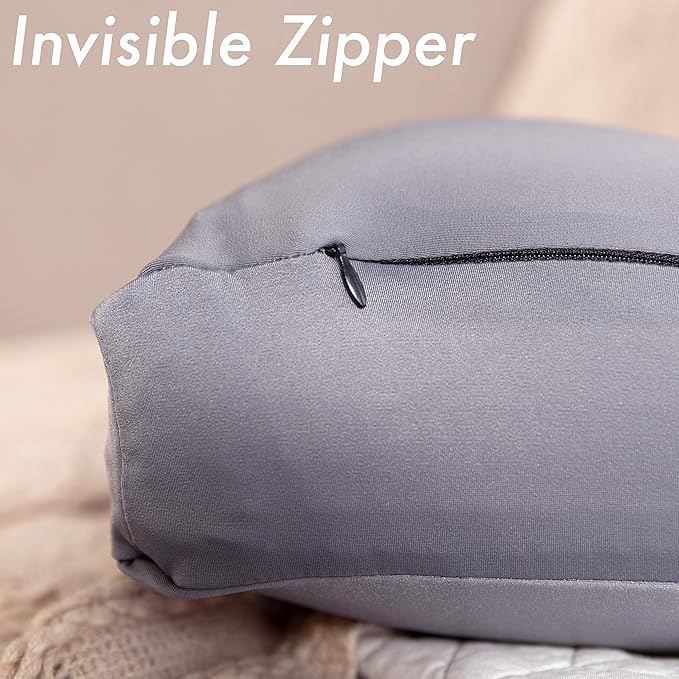 Cover Only for Premium Microbead Bed Pillow, Medium Extra Smooth - Ultra Comfortable Sleep with Silk Like Anti Aging Cover 85% Spandex/ 15% Nylon Breathable, Cooling Dark Grey