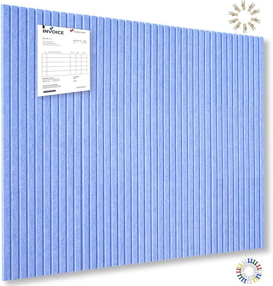 Large Cork Board Alternative-12 Pcs Self-Adhesive Felt Bulletin Board Tiles, Felt Pin Board Cork Board Tiles for Home Office Wall Decor, Tack Board 47"x35" (Light Blue