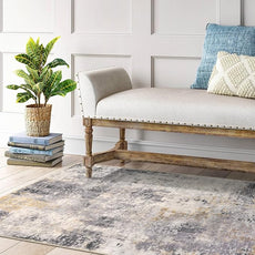 Lahome Modern Abstract Area Rug - 3x5 Gray Washable Entry Rug, Soft Non-Slip Contemporary Nursery Mat Indoor Throw Kitchen Carpet for Living Dining Bedroom Chair Decor