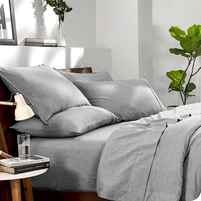 Bare Home Bed-in-A-Bag 7 Piece Comforter & Sheet Set - California King - Goose Down Alternative - Ultra-Soft 1800 Premium Bedding Set - Cationic (Cal King, Heathered Charcoal)